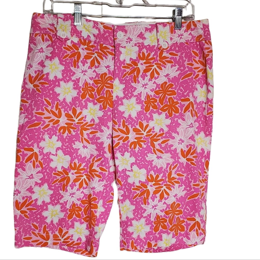 Lilly Pulitzer Bermuda Shorts Floral Pink Orange